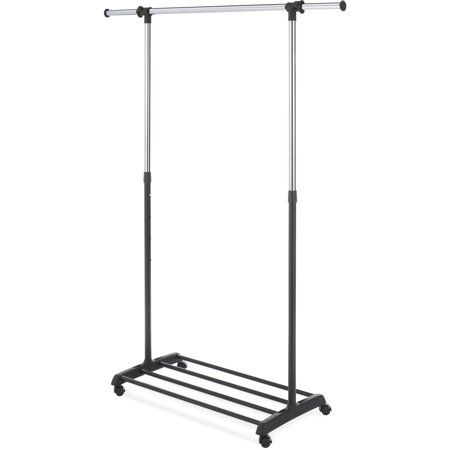 Photo 1 of Whitmor Deluxe Adjustable Garment Rack - Rolling Clothes Rack - Black Chrome - 18.375 x 36.25 x 68.0