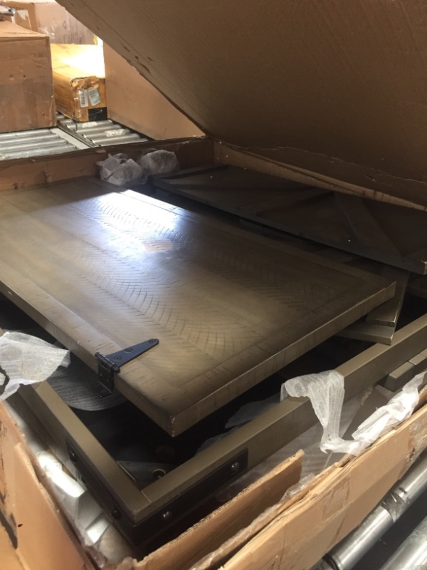 Photo 2 of ***PARTS ONLY***
Signature Design by Ashley Aldwin Farmhouse Square Coffee Table with Lift Top for Storage, Light Brown
