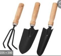 Photo 1 of Ames Wood Handled Tool Set, New 2 Trowels 1 Hand Rake Garden Tools/ Garden 2 Set