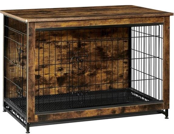 Photo 1 of (DAMAGED CORNER; CRACKED PLASTIC CRATE; INCOMPLETE HARDWARE)
FEANDREA Wooden Dog Crate