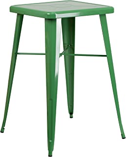 Photo 1 of (TABLE/LEGS SCRATCHED)
Flash Furniture Commercial Grade 23.75" Square Green Metal Indoor-Outdoor Bar Height Table
