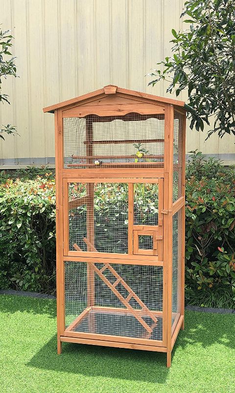 Photo 1 of (BROKEN COMPONENT; MISSING HARDWARE)
Hanover HANBC0101-CDR, Ladder, Waterproof Roof and Removable Tray, 2.9 2.1 x 5.8 Ft. Outdoor Wooden Bird Cage with 3 Resting Bars, Cedar
