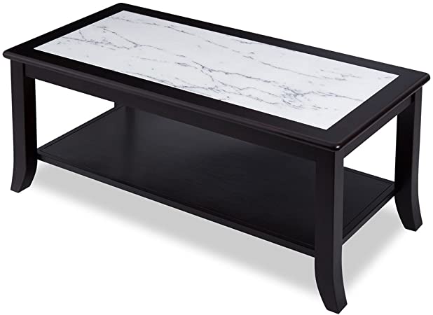 Photo 1 of (DAMAGD TABLE EDGES/CORNER; DAMAGED MARBLE)
SLEEPLACE Marble Top, White & Black coffee Table, Espresso, 
22"D x 44"W x 18.27"H
