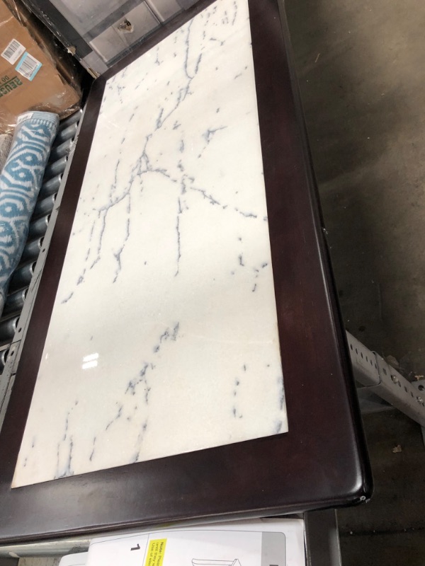 Photo 7 of (DAMAGD TABLE EDGES/CORNER; DAMAGED MARBLE)
SLEEPLACE Marble Top, White & Black coffee Table, Espresso, 
22"D x 44"W x 18.27"H
