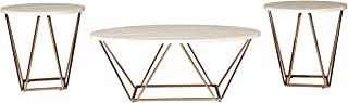 Photo 1 of (MISSING TABLE; DENTED SIDE)
Signature Design by Ashley - Tarica Occasional Coffee Table Set of 3, White/Gold