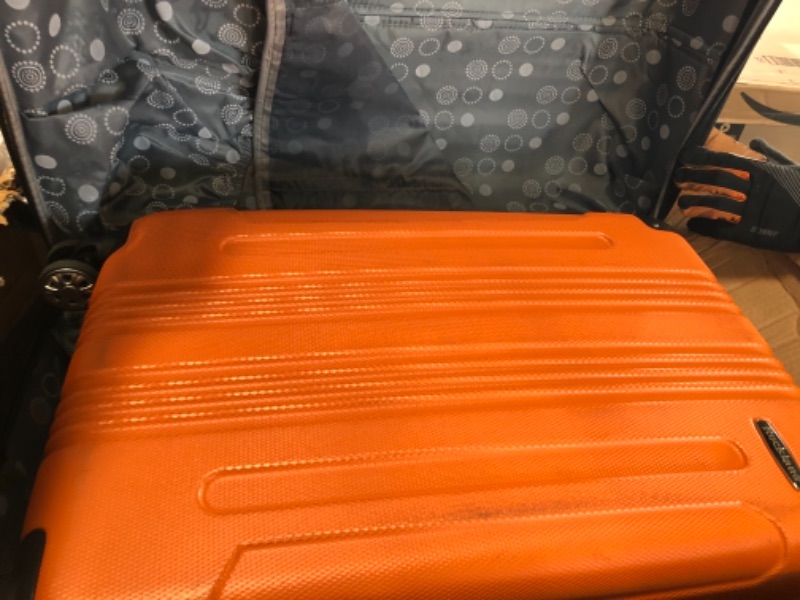 Photo 4 of Rockland London Hardside Spinner Wheel Luggage, Orange, 3-Piece Set (20/24/28) ***USED, DIRTY***