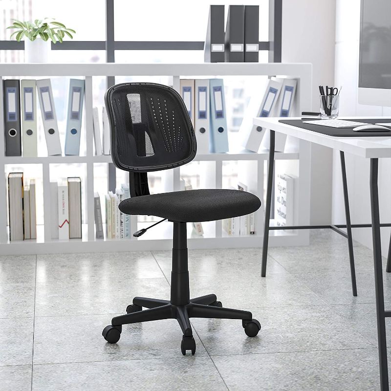 Photo 1 of Flash Furniture Flash Fundamentals Mid-Back Black Mesh Swivel Task Office Chair with Pivot Back