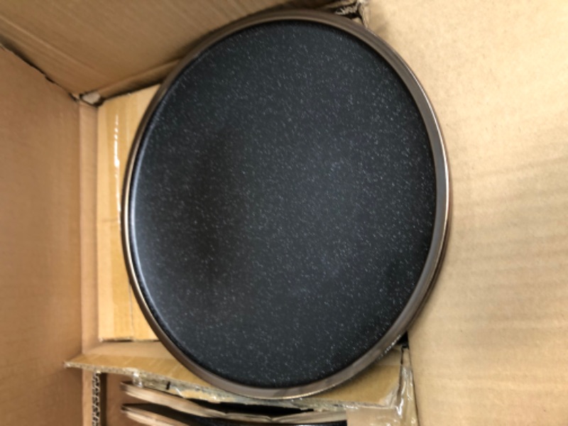 Photo 1 of American Atelier Varda Round Dinnerware Set, Black – 16-Piece Stoneware Dinner Party Collection 4 Dinner Plates, 4 Salad Plates, 4 Bowls & 4 Mugs, (7667-16B-RB)
