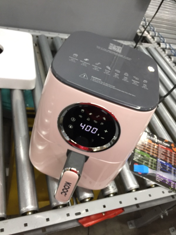 Photo 3 of [NEW] KOOC Large Air Fryer, 4.5-Quart Electric Hot Oven Cooker, Free Cheat Sheet for Quick Reference Guide, LED Touch Digital Screen, 8 in 1, Customized Temp/Time, Nonstick Basket, Pink
