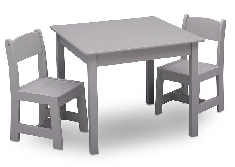 Photo 1 of Delta Children MySize Kids Wood Table and Chair Set (2 Chairs Included) - Ideal for Arts & Crafts, Snack Time, Homeschooling, Homework & More, Grey
