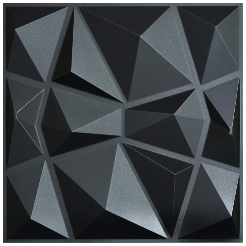 Photo 1 of Art3d 3D Paneling Textured 3D Wall Design, Black Diamond, 19.7" x 19.7" (12 Pack)
