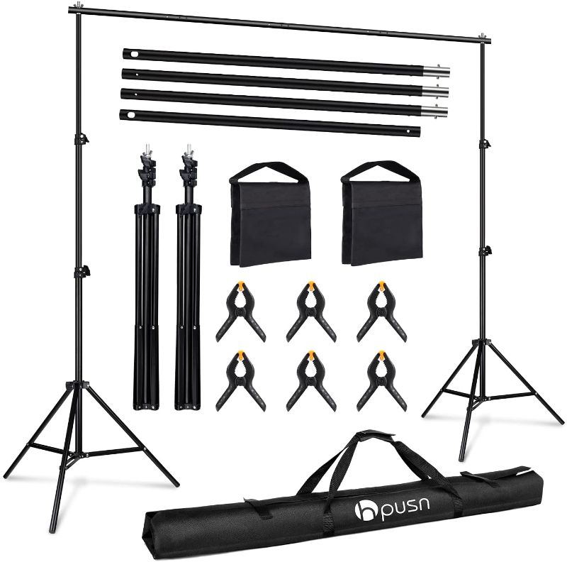 Photo 1 of ***MISSING TWO POLES***
HPUSN Photo Video Studio 10ft. Adjustable Backdrop Stand for Wedding Party Stage Decoration, Background Support System Kit for Photography Studio with Clamp, Sand Bag, Carry Bag
