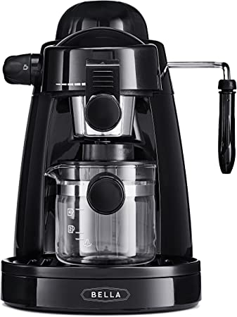 Photo 1 of BELLA (13683) Personal Espresso Maker with Steam Wand, Glass Decanter & Permanent Filter, Black
