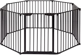 Photo 1 of 197-Inch Wide Baby Gate, Adjustable 8-Panel Fireplace Fence, Barrier or Play Yard for Toddler/Pet/Dog Christmas Tree Fence, Includes 4 Pack of Wall Mounts, Black
