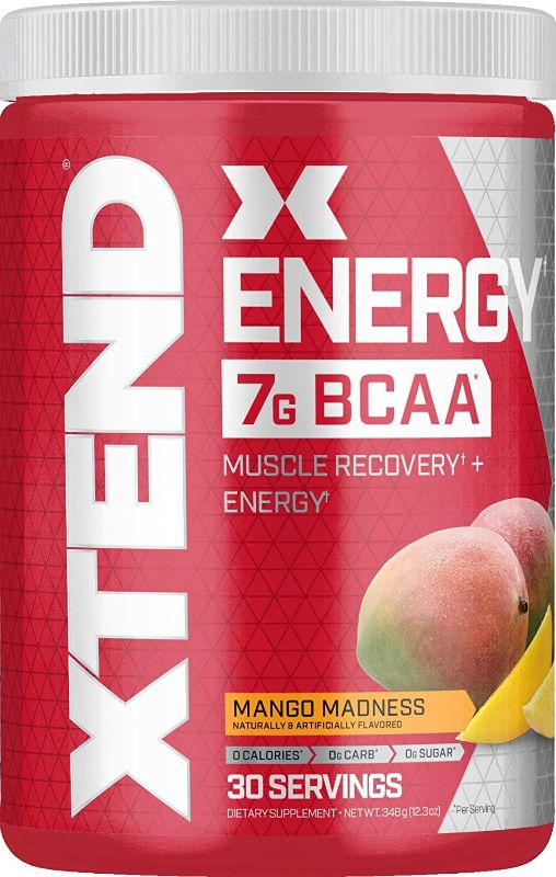 Photo 1 of **NON-REFUNDABLE**
BEST BY 5/22
Xtend Energy BCAA Powder Mango 125mg Caffeine + Sugar Free Pre Workout Muscle Recovery Drink with Amino Acids 7g BCAAs