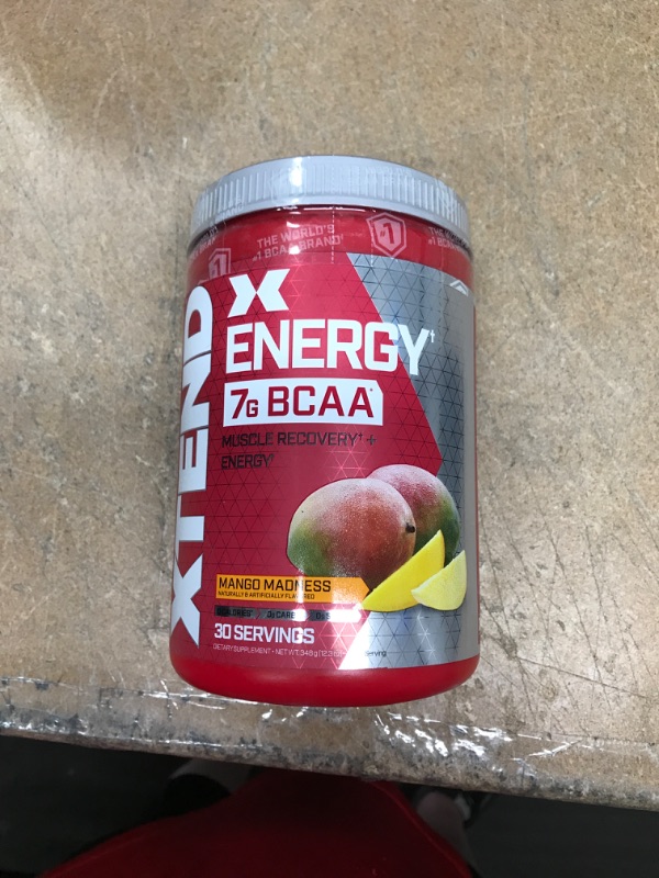 Photo 2 of **NON-REFUNDABLE**
BEST BY 05/22
Xtend Energy BCAA Powder Mango 125mg Caffeine + Sugar Free Pre Workout Muscle Recovery Drink with Amino Acids 7g BCAAs