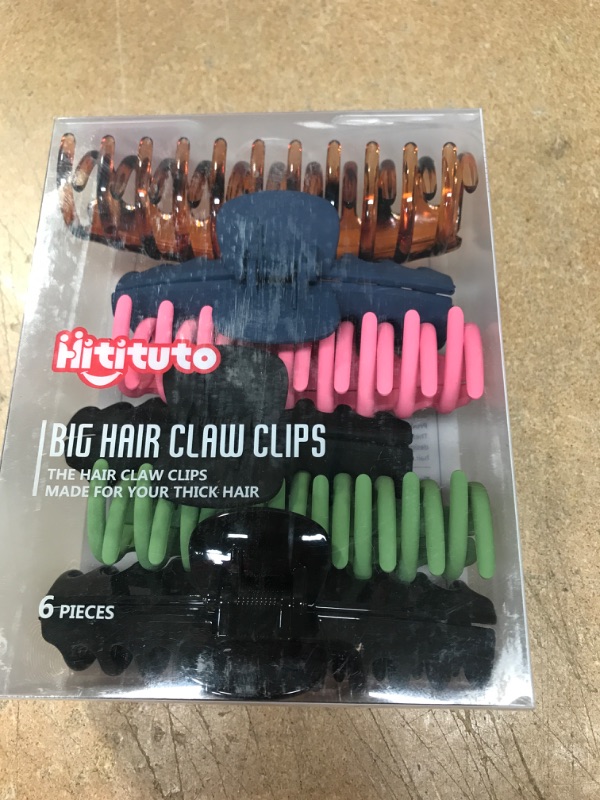 Photo 2 of Hitituto Big Hair Claw Clips 6 Packs - 4.33 and 5.2 Inch Matte and Nonslip for Thick and Thin Long Hair Large Banana and Jaw Clips Hair Holder for Women Ladies…
