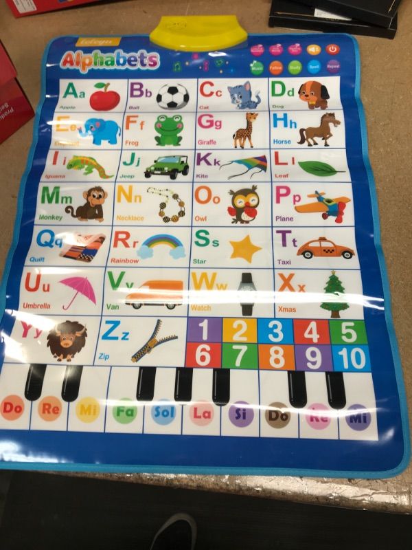 Photo 2 of  Electronic Interactive Alphabet Wall Chart, Talking ABC & 123 & Piano Tone Poster, Educational Toys for 3 4 5 Year Old Boys Girls, Toddlers Kids Learning Toys
