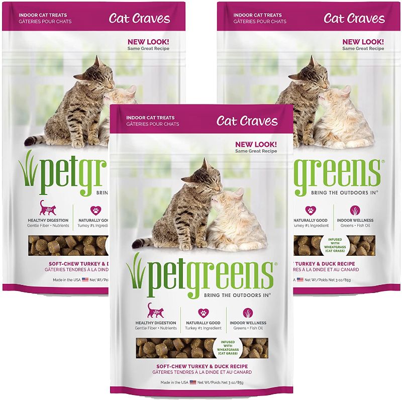 Photo 1 of **non-refundable**
bb 5/23/22
Pet Greens Cat Cravers 5 Pack of Semi-Moist Roasted Chicken, Deep Sea Tuna, Savory Salmon and Turkey and Duck Flavors Treats, 3 Ounces Per Pack 