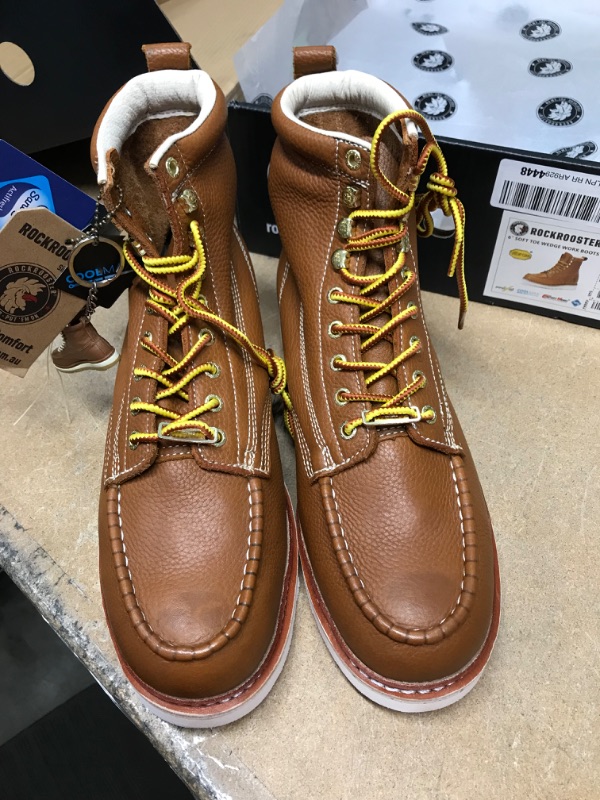 Photo 2 of SIZE MEN 11.5
ROCKROOSTER Men's Comfortable Work Boots Non-Slip Wide Casual Shoes, Oil Resistant, Poron XRD, Coolmax, ASTM F2892-18 EH, Anti-Fatigue
