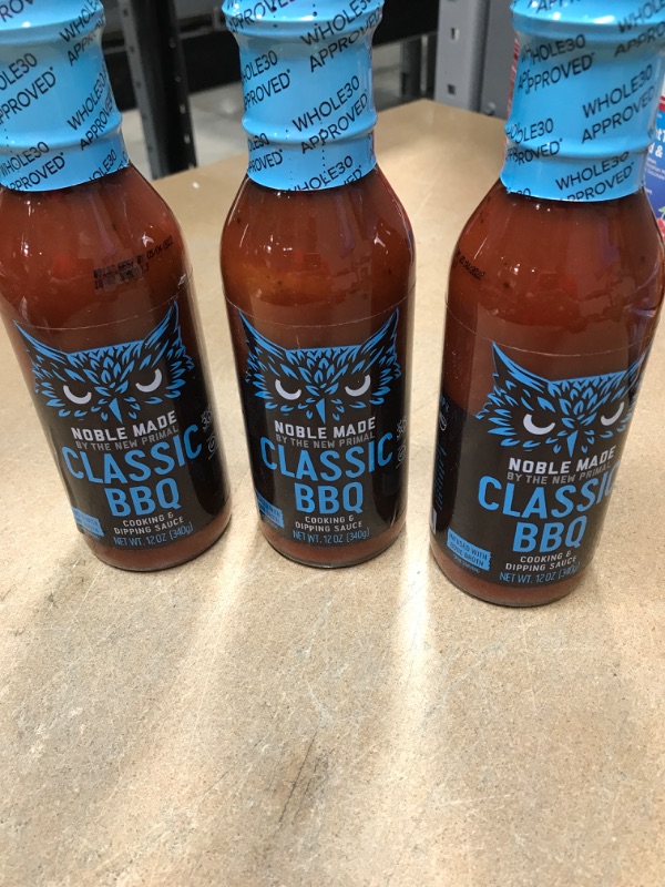 Photo 1 of **NON-REFUNDABLE**
BB 5/4/22
Noble Made by The New Primal Classic BBQ Cooking & Dipping Sauce, Whole30 Approved, Paleo, Certified Gluten Free, Dairy and Soy Free, 12 Oz Glass Bottle (3 Count)
