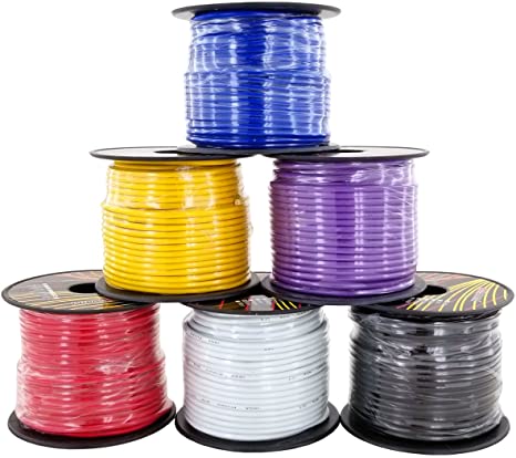 Photo 1 of 16 Gauge Multi-Color Primary Wire 6 Pack Combo 100 ft per Roll Stranded Copper Clad Aluminum for Low Voltage Automotive Hook-up Car Speaker Audio Amplifier Remote Wiring
( BLUE, YELLOW, WHITE, BLACK, LIGHT GREEN, RED)