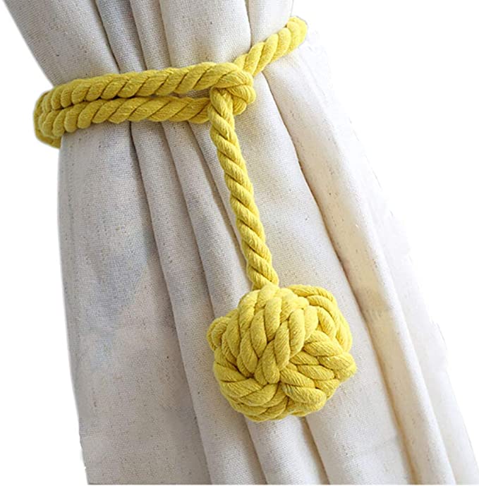 Photo 1 of ** SETS OF 2**
Melaluxe 2 Pack Curtain Tiebacks - Heavy Duty Curtain Rope Tieback, Handmade Rural Decorative Curtain Holdbacks (Yellow)
