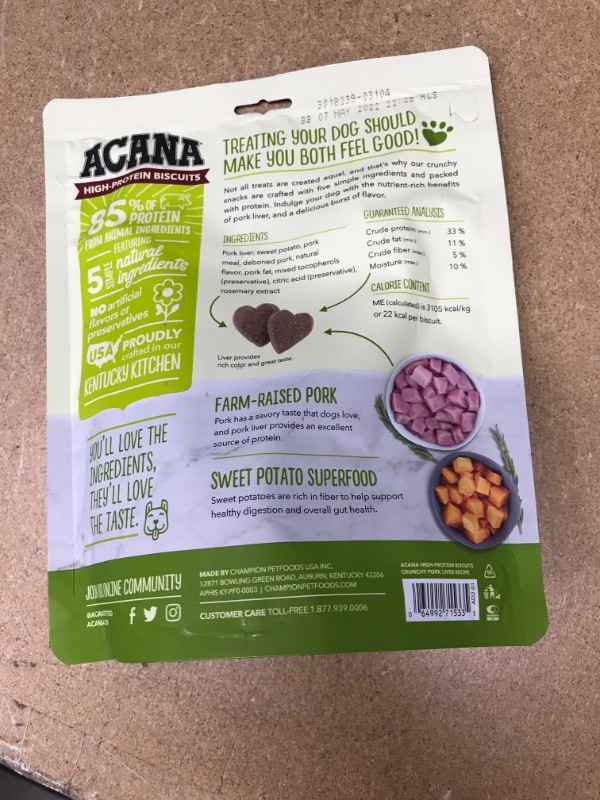 Photo 2 of *** MAY 22 2022**  *** NON-REFUNDABLE**8  ** SOLD AS IS **
Acana Highest Protein Dry Dog Food and Crunchy Treats, Grain Free
