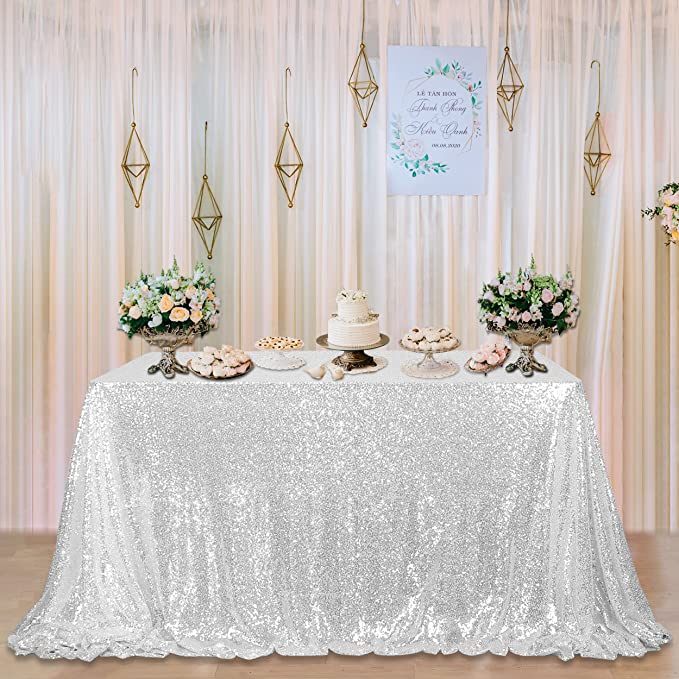 Photo 1 of ** SETS OF 2**
Kmhesvi Glitter Sliver Sequin Tablecloth - 60x92inch Sliver Seamless Sparkly Table Cloth Sequence Table Cover for Wedding Birthday Bridal Shower Party Decorations Sliver Shinny Table Linens
Size: 60x92inch