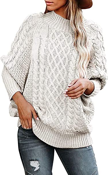 Photo 1 of Womens Turtleneck Oversized Sweaters Plus Size Batwing Long Sleeve Chunky Cable Knit Pullover Jumper Tops
SIZE: LARGE
COLOR WHITE