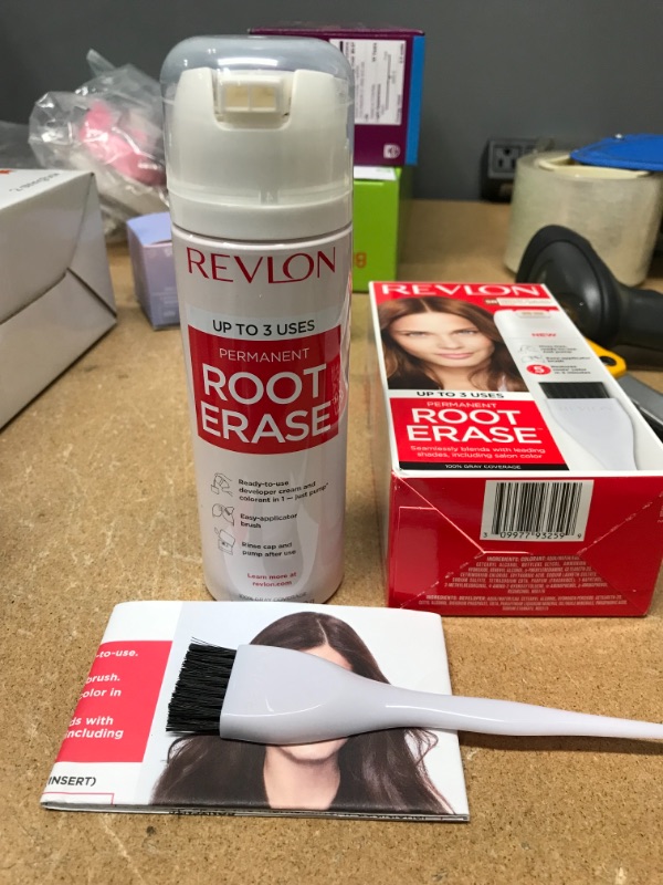 Photo 3 of ** SETS OF 2**
Revlon Root Erase Permanent Hair Color, At-Home Root Touchup Hair Dye with Applicator Brush for Multiple Use, 100% Gray Coverage, Medium Auburn/Reddish Brown (5R), 3.2 oz
