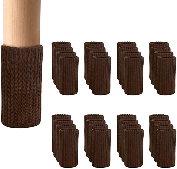 Photo 1 of BLENDNEW 32 PCs Furniture Leg Socks Covers - High Elastic Knitted Chair Leg Floor Protectors, Double Thickness Furniture Booties Set Coffee, Move Easily and Reduce Noise
