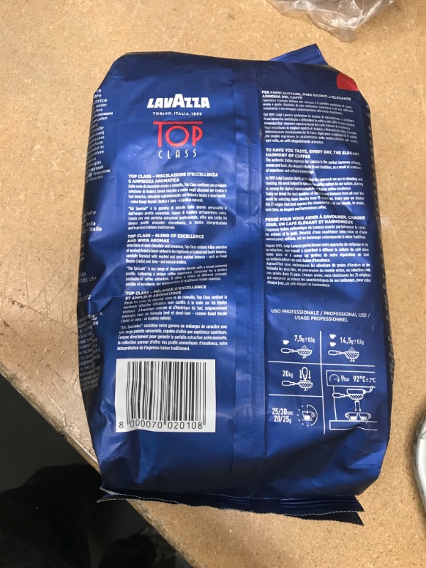 Photo 3 of *** EXP:30/11/2023**  ** NON-REFUNDABLE**  ** SOLD AS IS **
Lavazza Top Class Whole Bean Coffee Blend, Medium Espresso Roast Bag, 2.2 Pound (Pack of 1), Authentic Italian, Blended and roasted in Italy, Full bodied with smooth and balanced flavor
