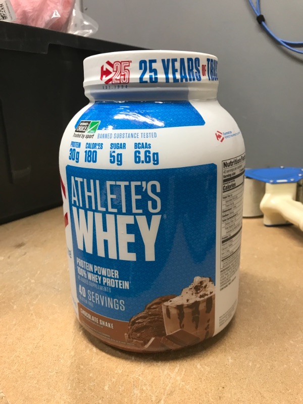 Photo 2 of ** EXP:07/2022**  *** NON-REFUNDABLE**  *** SOLD AS IS **
Dymatize Athlete's Whey Protein Powder, 30g of Protein, 6.6g BCAAs, Chocolate, 40 Servings (Pack of 1), 40 Count
