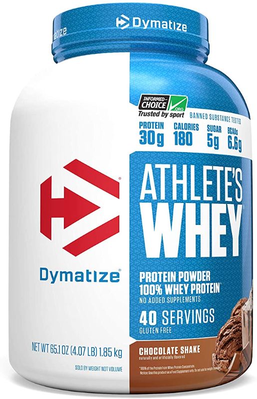 Photo 1 of ** EXP:07/2022**  *** NON-REFUNDABLE**  *** SOLD AS IS **
Dymatize Athlete's Whey Protein Powder, 30g of Protein, 6.6g BCAAs, Chocolate, 40 Servings (Pack of 1), 40 Count
