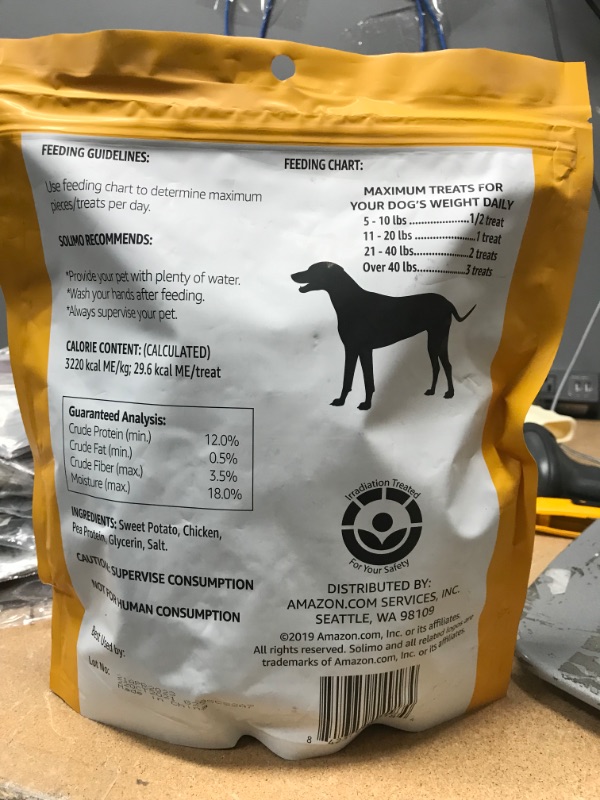 Photo 3 of ** EXP: 21 APR 2023***  ** NON-REFUNDABLE**  ** SOLD AS IS **
Amazon Brand - Solimo Jerky Dog Treats, 2 Lb Bag (Chicken, Duck, Sweet Potato Wraps)
