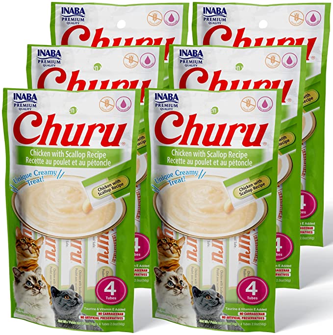 Photo 1 of ** EXP:08/25/2023**  ** NON-REFUNDABLE**  ** SOLD AS IS **
INABA Churu Cat Treats, Grain-Free, Lickable, Squeezable Creamy Purée Cat Treat/Topper with Vitamin E & Taurine, 0.5 Ounces Each Tube, 24 Tubes
