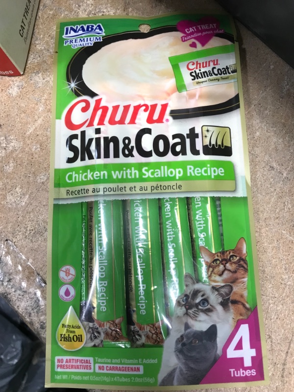Photo 3 of ** EXP:08/25/2023**  ** NON-REFUNDABLE**  ** SOLD AS IS **
INABA Churu Cat Treats, Grain-Free, Lickable, Squeezable Creamy Purée Cat Treat/Topper with Vitamin E & Taurine, 0.5 Ounces Each Tube, 24 Tubes
