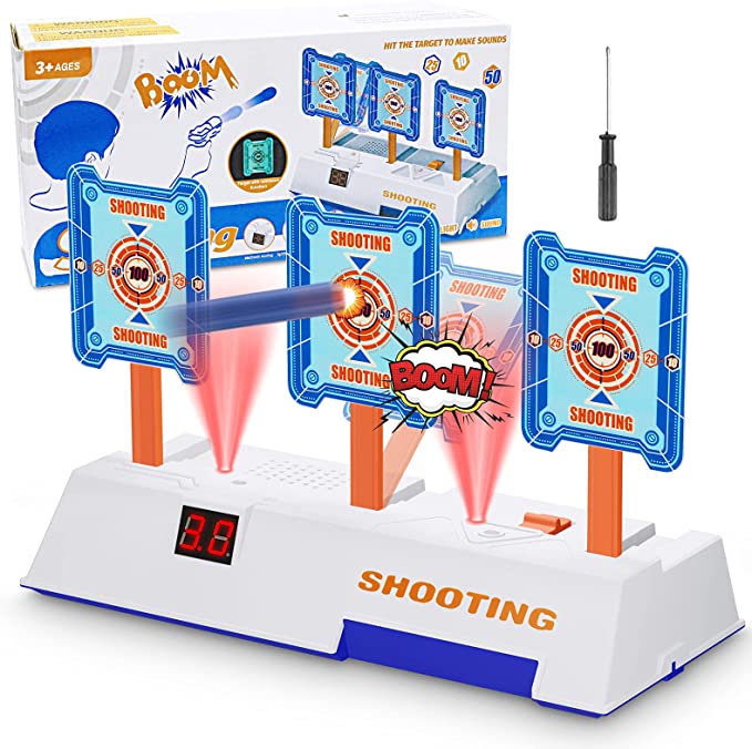 Photo 1 of ** SETS OF 4**
YOQVHUA Electronic Shooting Targets Compatible for Nerf Guns, Digital Scoring Auto Reset 3 Targets Toys, Shooting Game Toys Ideal Gift for 3+ Years Old Kids-Boys & Girls
