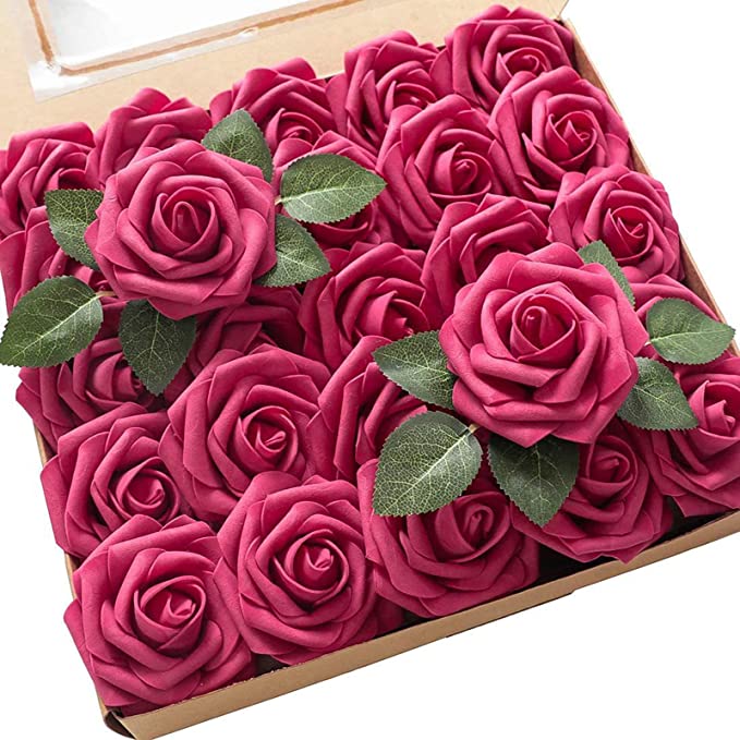 Photo 1 of ** SETS OF 2**
Emopeak Artificial Flowers, 25Pcs Dainty Rose Artificial Wedding Fake Flowers Combo with Stem/Leaves for DIY Wedding Bouquets Centerpieces Floral Home Party Decorations (Rose Red, 25 Pcs)
