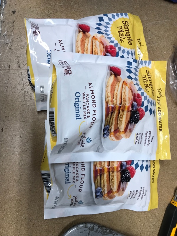 Photo 2 of ** SETS OF 3**
*** EXP: 02/11/2022***  *** NON-REFUNDABLE**  ** SOLD AS IS **
Simple Mills Just Add Water Almond Flour Pancake & Waffle Mix, Gluten Free, Good for Breakfast, Nutrient Dense, 12oz, Pack of 1
