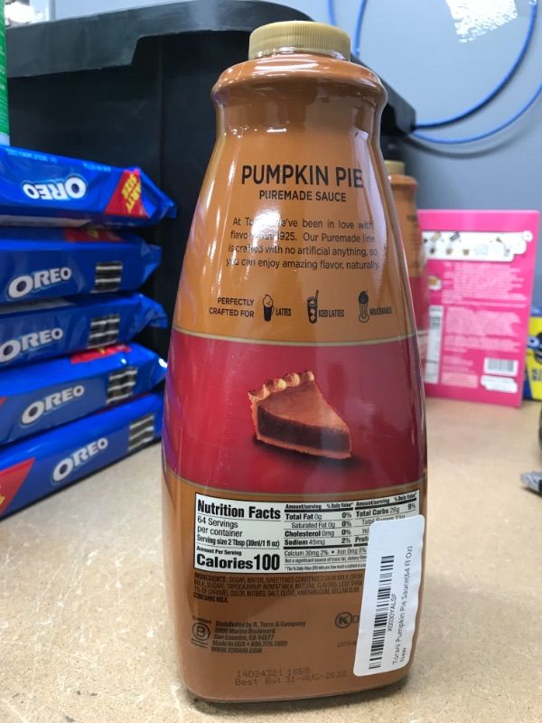 Photo 3 of *** EXP: 31 AUG 2022***  *** NON-REFUNDABLE**  ** SOLD AS IS**
Torani Pumpkin Pie Sauce(64 Fl Oz)