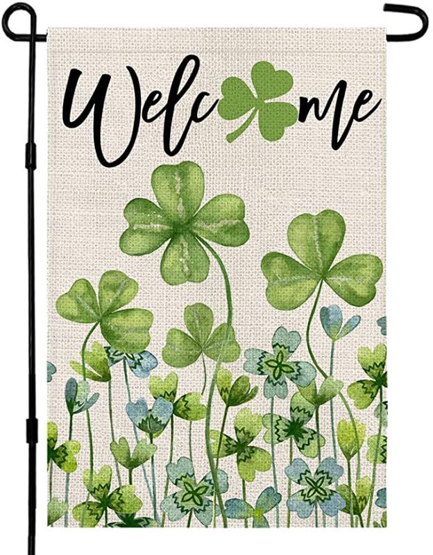 Photo 1 of *** SETS OF 3**
St Patricks Day Garden Flag 12×18 Inch Double Sided Shamrock Welcome Green Clovers Welcome Outside Small Vertical Holiday Yard Decor