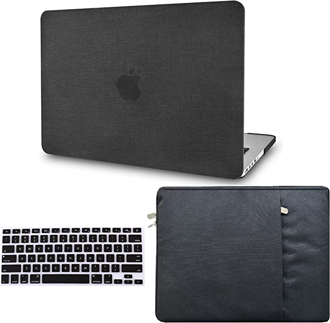 Photo 1 of KECC Compatible with MacBook Air 13 inch Case 2020 2019 2018 Release A1932 Retina Display + Touch ID Protective Plastic Hard Shell + Keyboard Cover + Sleeve (Black Fabric)
