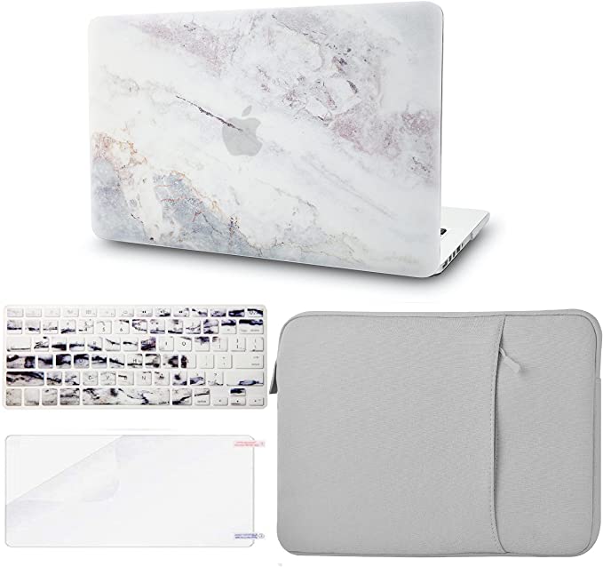 Photo 1 of KECC Compatible with MacBook Pro Retina 13 inch Case 2012-2015 Release A1502 A1425 Plastic Hard Shell + Keyboard Cover + Sleeve + Screen Protector (White Marble 2)
