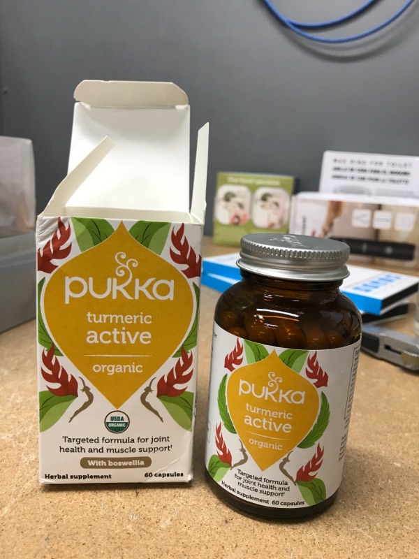 Photo 2 of ***  EXP:01/2022**  *** NON-REFUNDABLE**  ** SOLD AS IS***
Pukka Organic Herbal Supplements Turmeric Active 60 Capsules
