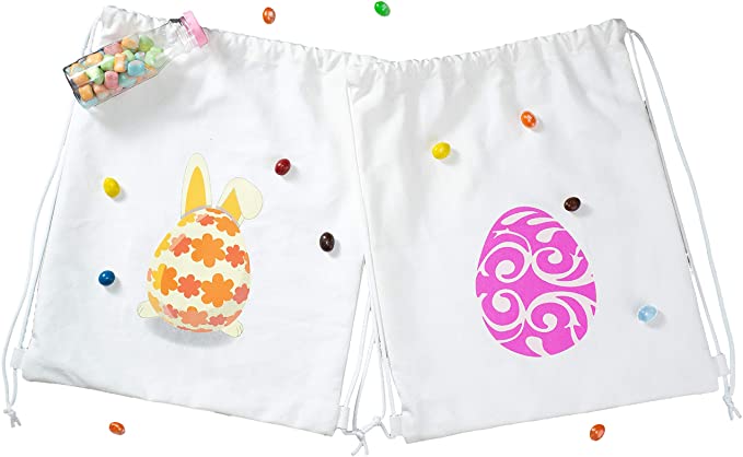 Photo 1 of ** SETS OF 3**
Zhenpony Reusable Cotton Grocery Shopping Bags, 2 in 1 Tote Bag and Backpack Bag with Bunny Ears ? Easter Eggs Easter Bunny Baskets Canvas Easter Tote Bags for Kid's Egg Hunting
