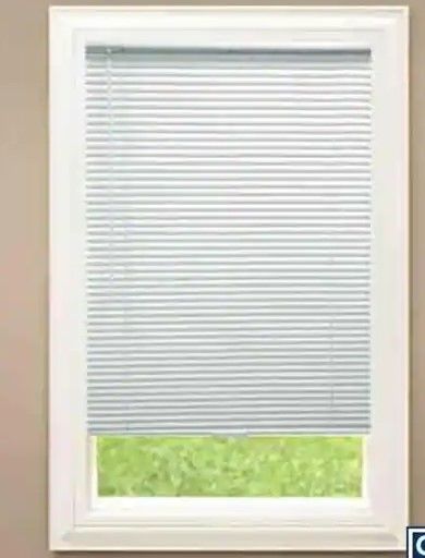 Photo 1 of Alabaster Cordless Room Darkening 1 in. Vinyl Mini Blind for Window or Door - 23 in. W x 72 in. L
