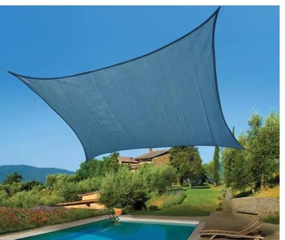 Photo 1 of 12 ft. x 12 ft. Blue Square Shade Sail
