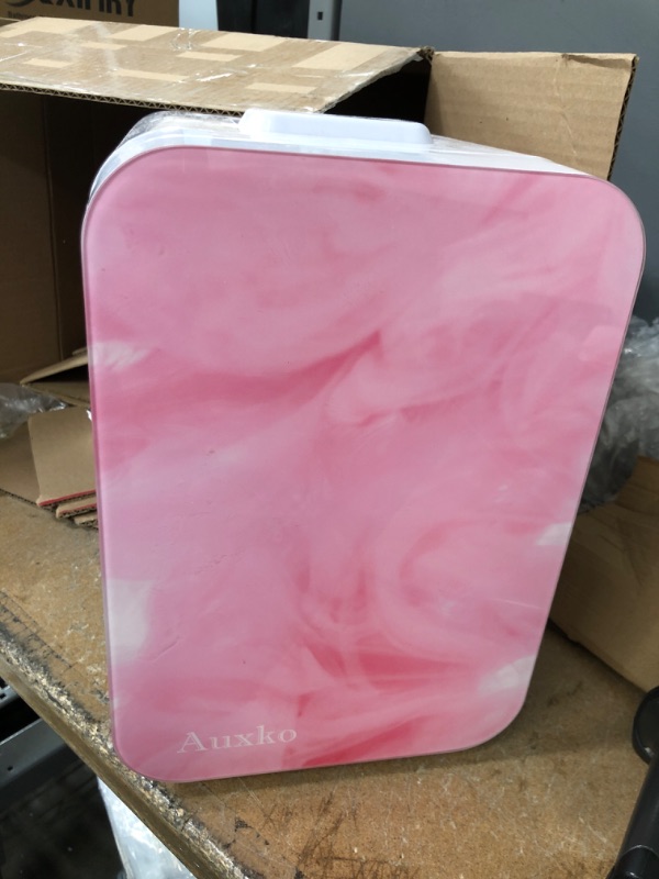 Photo 3 of AUXKO Penetration Pink Mini Fridge 10 Liter/11 Can Portable Personal Small Makeup Refrigerator, Compact Cooler and Warmer for skincare, Cosmetic, Breast Milk, Facial mask, Bedroom, Dorm, Office, Car
